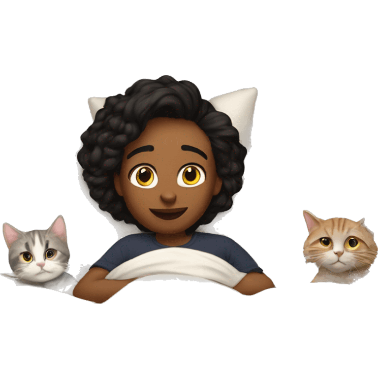 Me in bed with the cats emoji