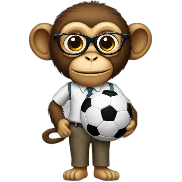 monkey professor with glasses and beard holding a soccer ball emoji