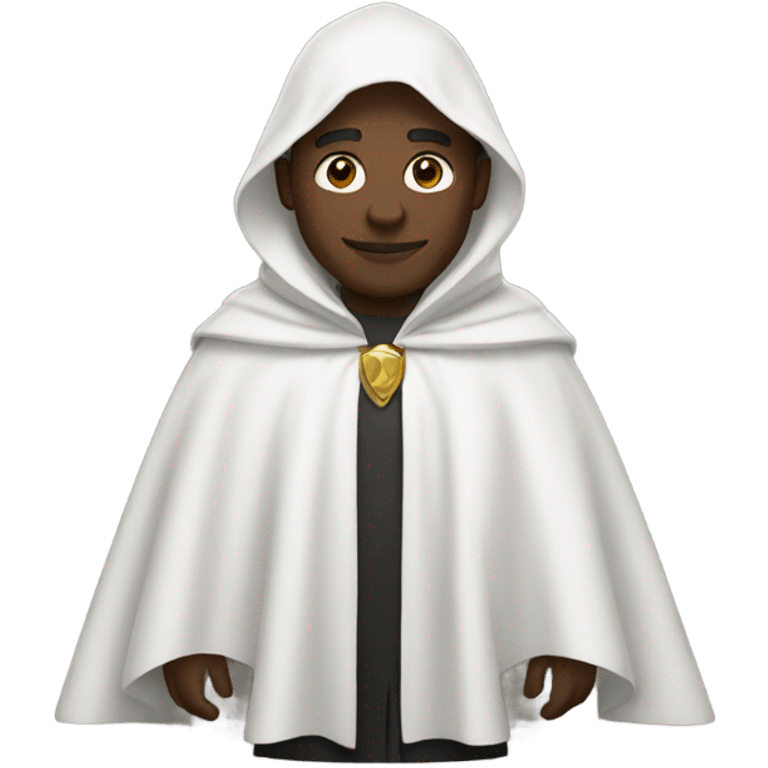 A black guy wearing a white cloke emoji