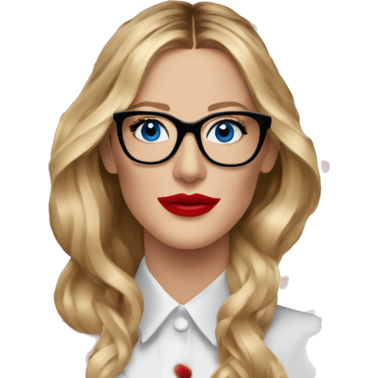 Blake lively blue eyes and black glasses with red lips emoji