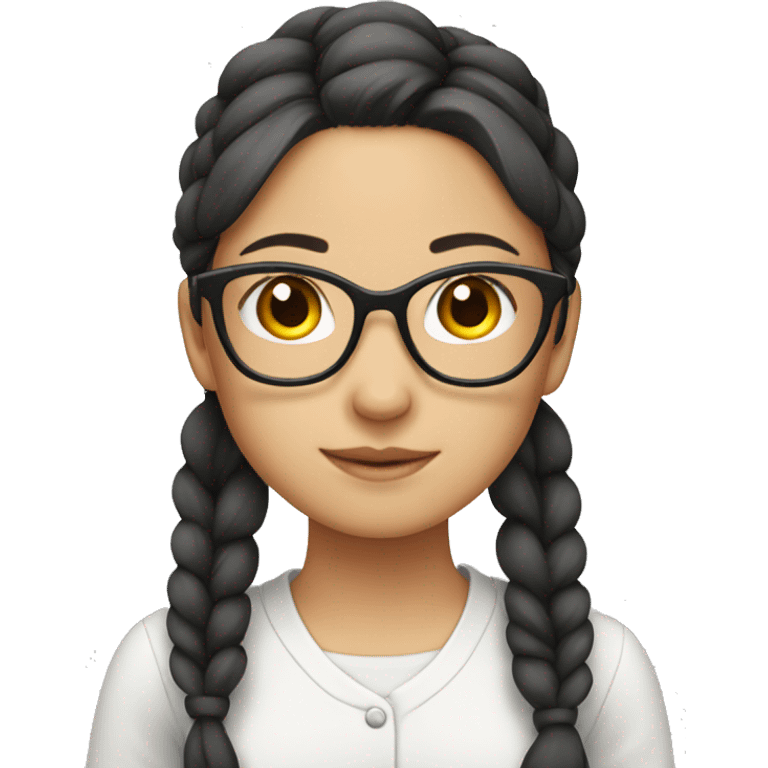 A girl wearing glasses with her hair tied up, Asian emoji