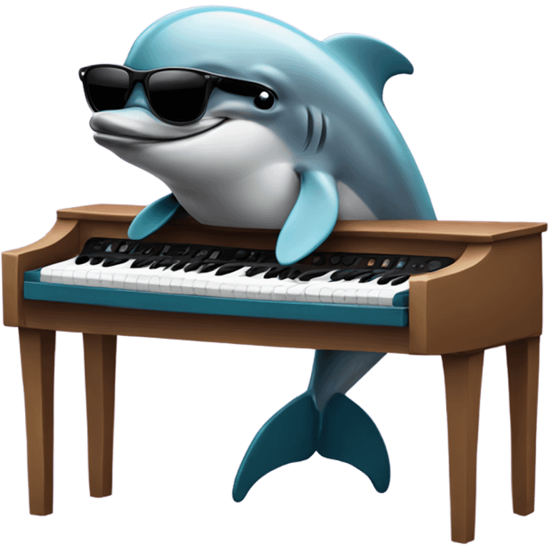 Dolphin with sunglasses playing the keyboard  emoji