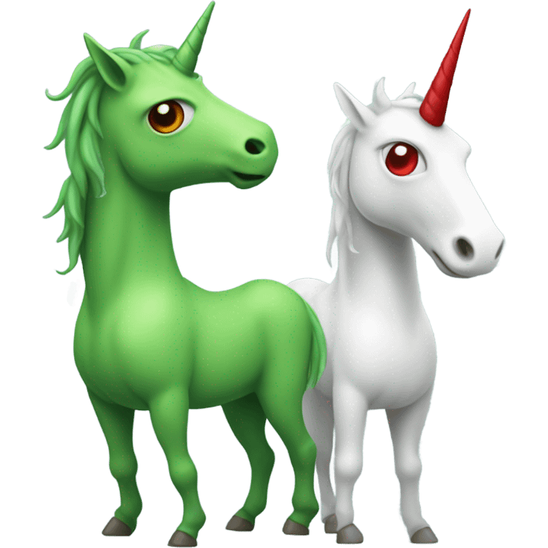 four-legged green unicorn white. a red amazon alien woman emoji