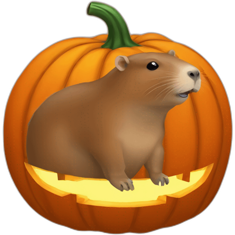 Capybara in a jack o lantern emoji