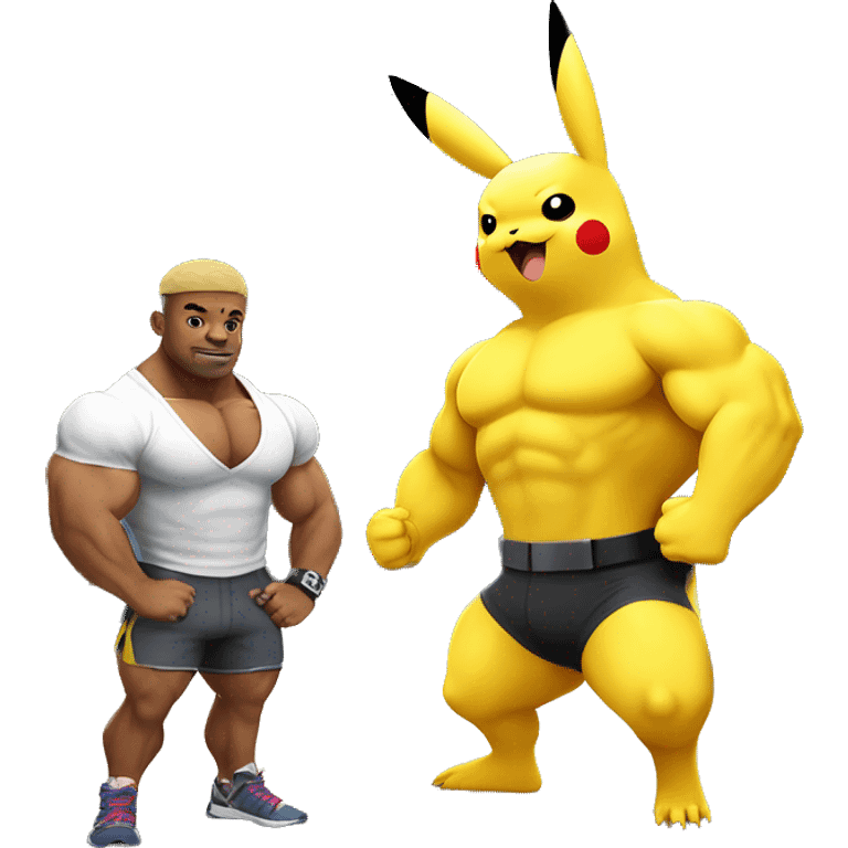 Pikachu and his bodybuilder friend in gym  emoji