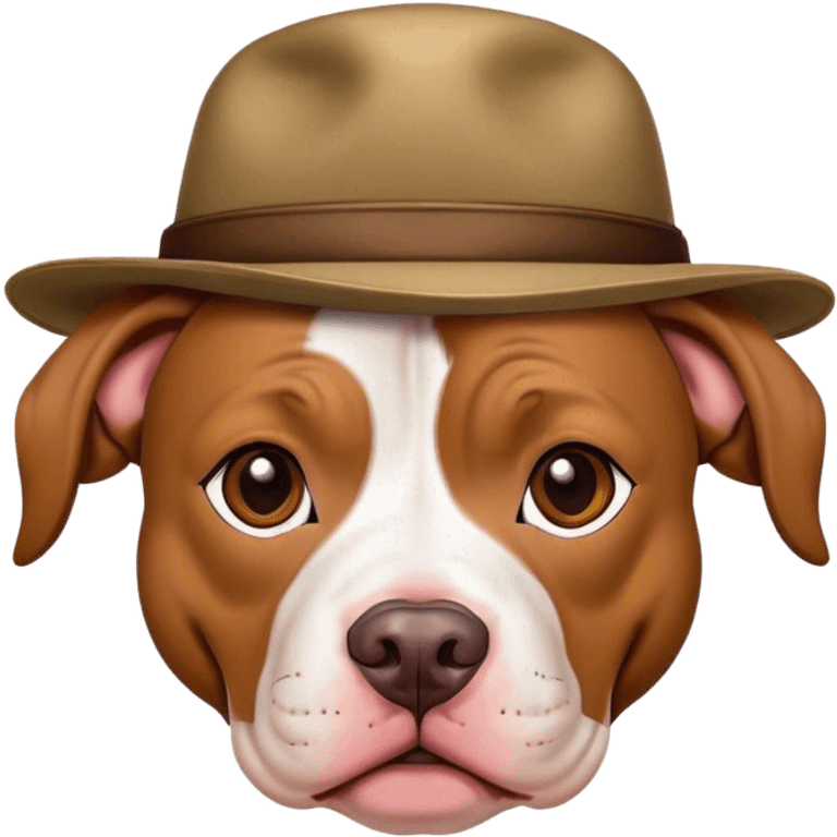 Pit bull wearing a hat emoji