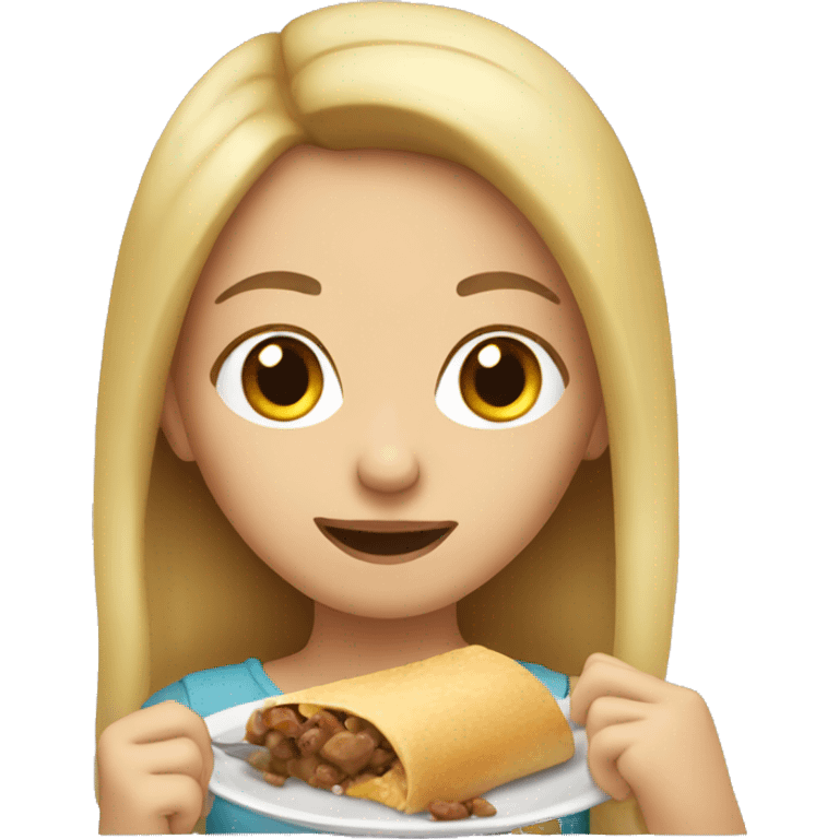 Caucasian girl eating emoji