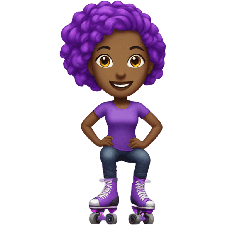 black female rollerskater with purple hair emoji