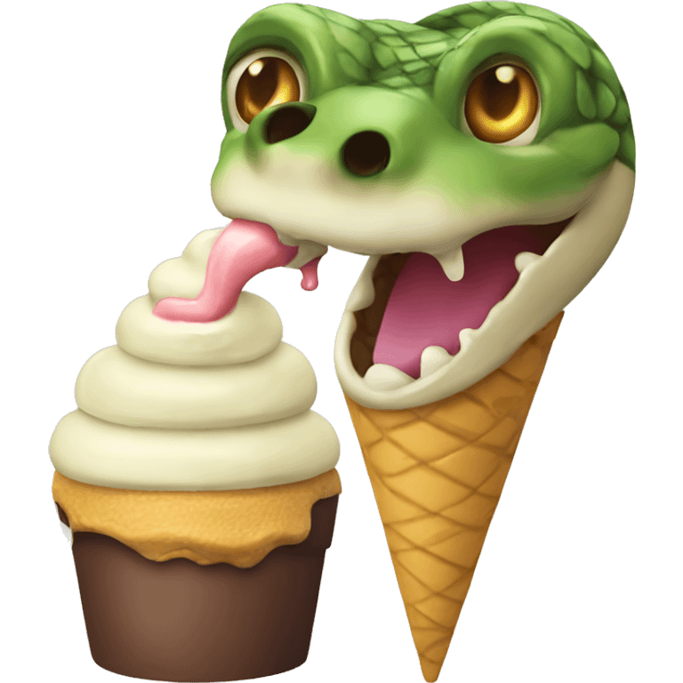 snake eating ice cream emoji