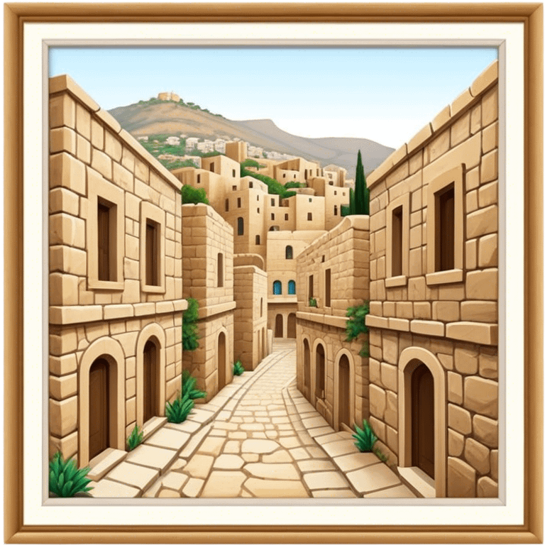 Byblos Old City Landmark Emoji – Portraying the historic stone houses, narrow streets, and Phoenician ruins. emoji