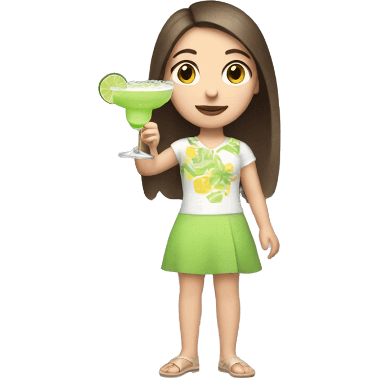 Pale brunette girl holding margarita  emoji