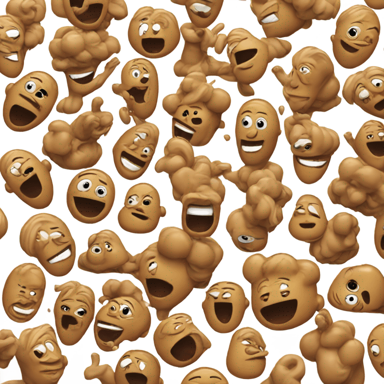 A bunch of poops having a party emoji