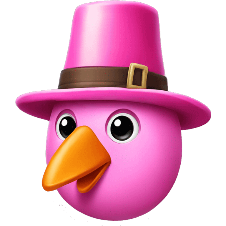 Pink thanksgiving turkey with pilgrim hat emoji