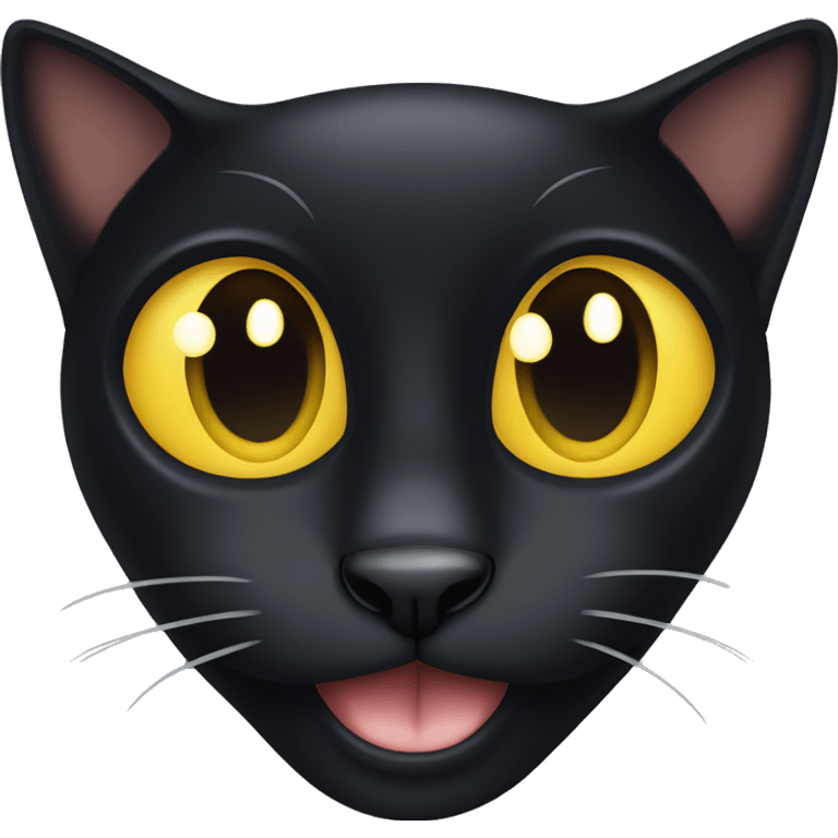 Black cat with big yellow eyes emoji