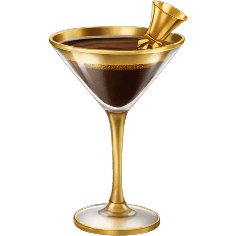 gold rimmed espresso martini glass with gold bow emoji