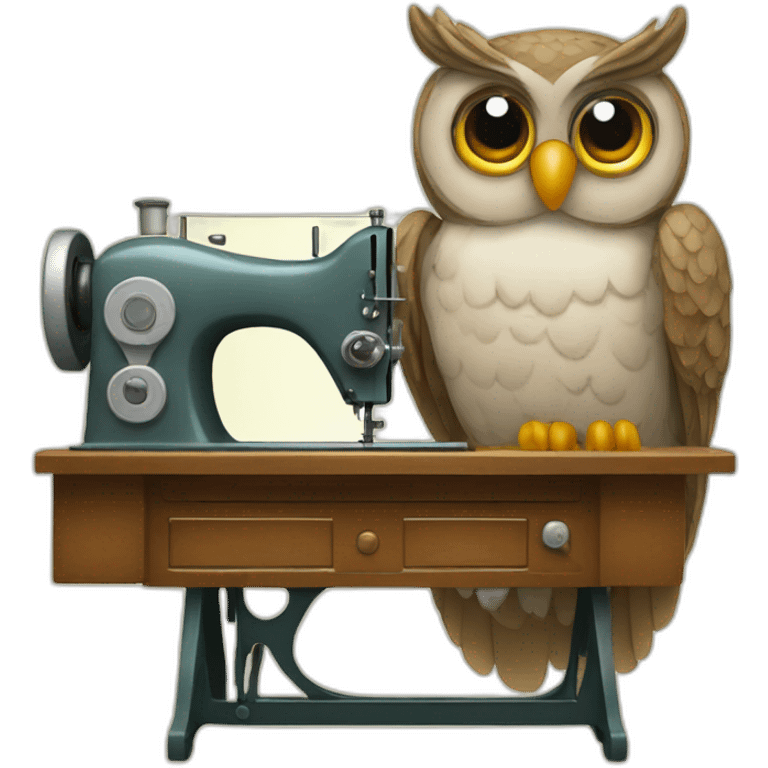 Owl with Sewing machine emoji