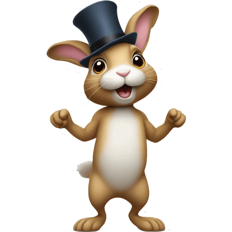 rabbit stands on two legs with a hat two ears emoji