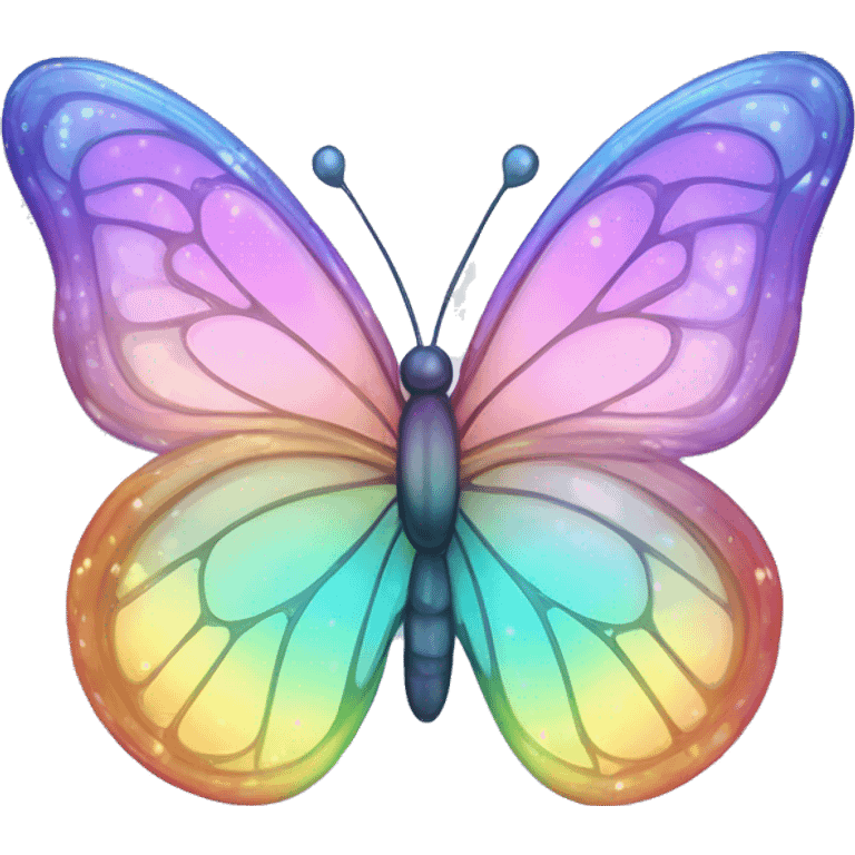 Sparkly Pastel rainbow-gradient iridescent glass butterfly emoji