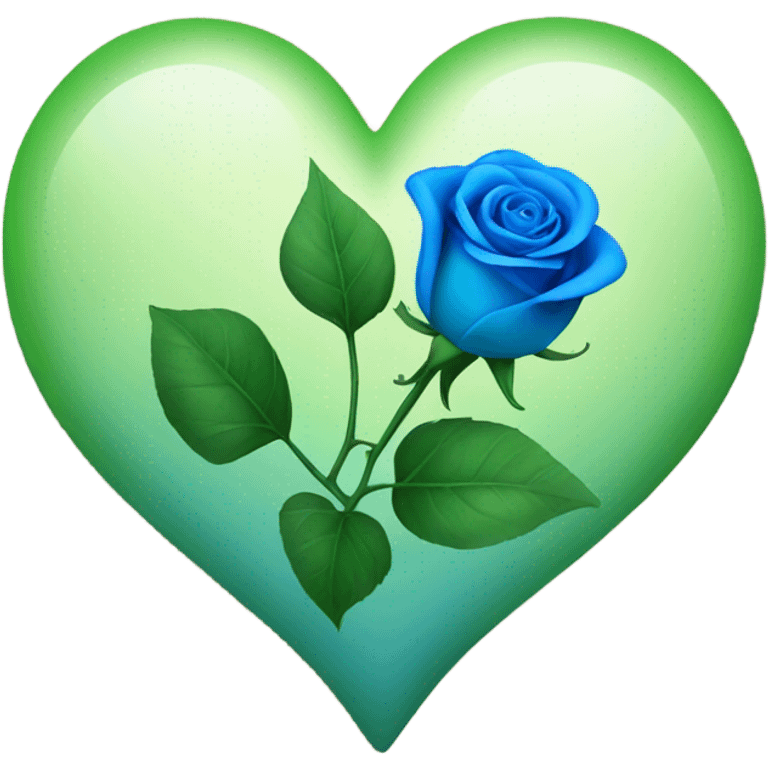 A heart with a blue and green rose through it emoji