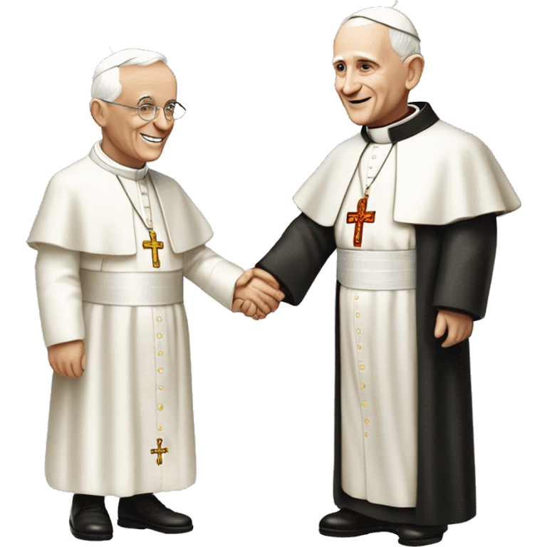 Pope John Paul holding hands with pope Benedict  emoji