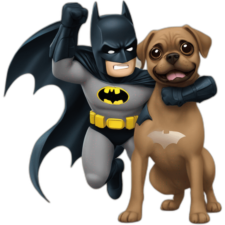 Batman playing with puggle emoji