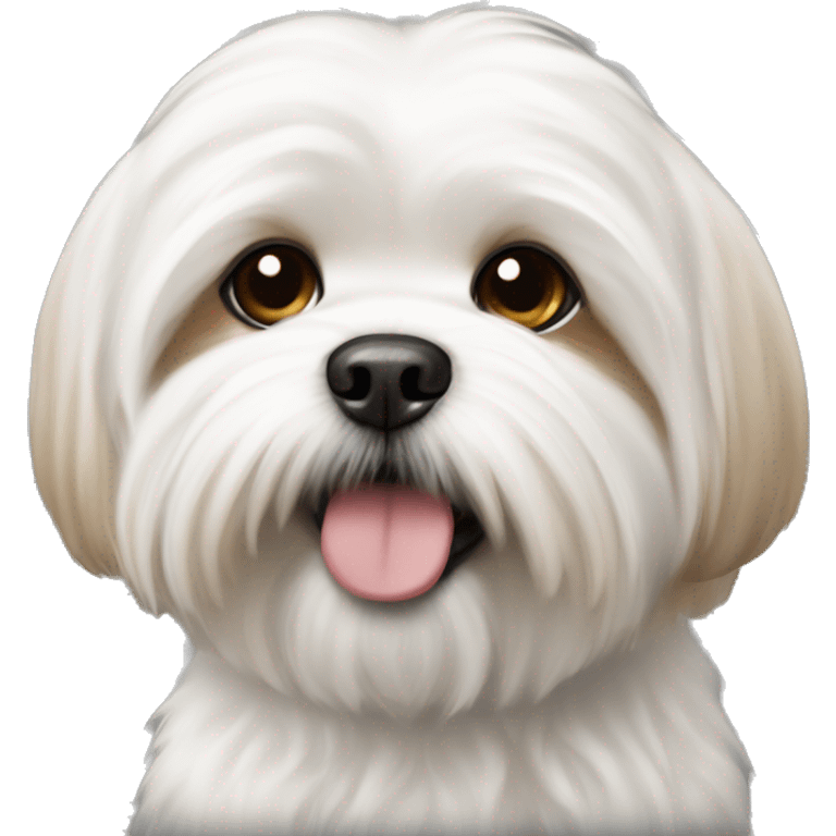 White fluffy fluffy dog with light brown spot Maltese shih tzu emoji