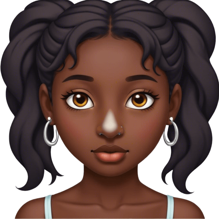 Dark skin girl with double nose piercing  emoji