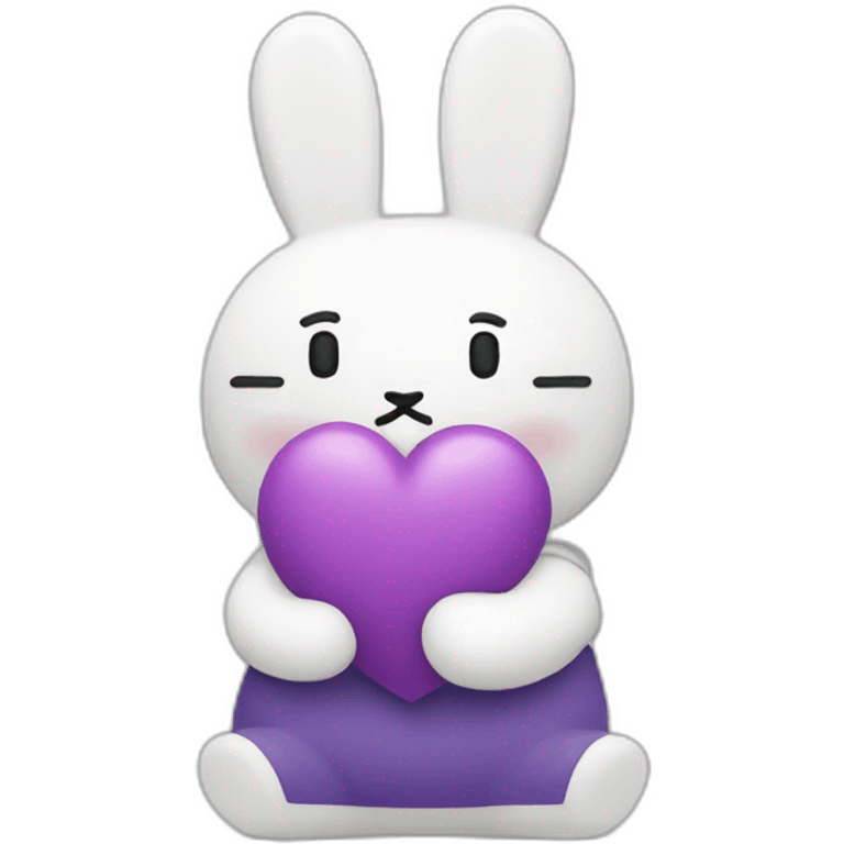 white and purple miffy in love emoji