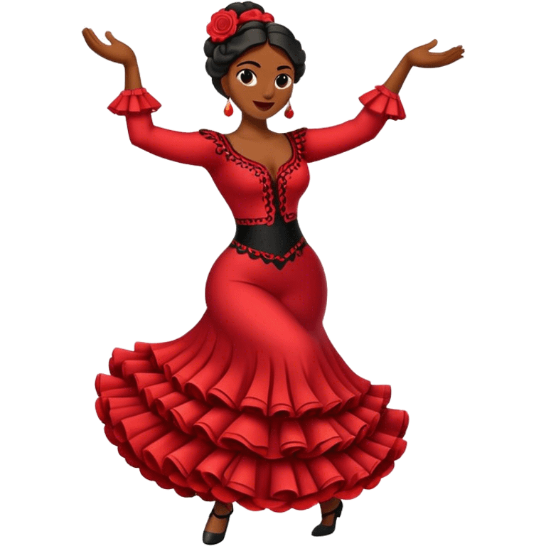 Cinematic Realistic Flamenco Pop Culture Emoji, featuring an expressive portrayal of traditional Spanish dance rendered with dynamic textures and passionate, vibrant lighting. emoji