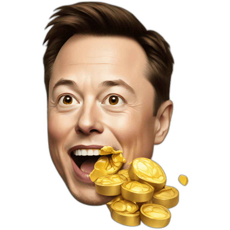 Elon musk eating gold emoji