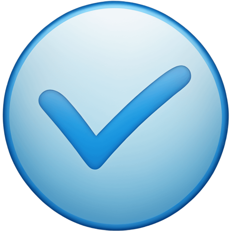 a small, blue checkmark inside a circular blue background. The checkmark is white, simple, and slightly curved with sharp edges. The circle is solid blue, and the checkmark is centered within the circle. emoji