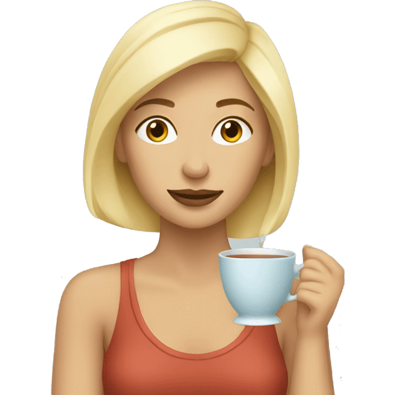 blond woman drinks tea emoji