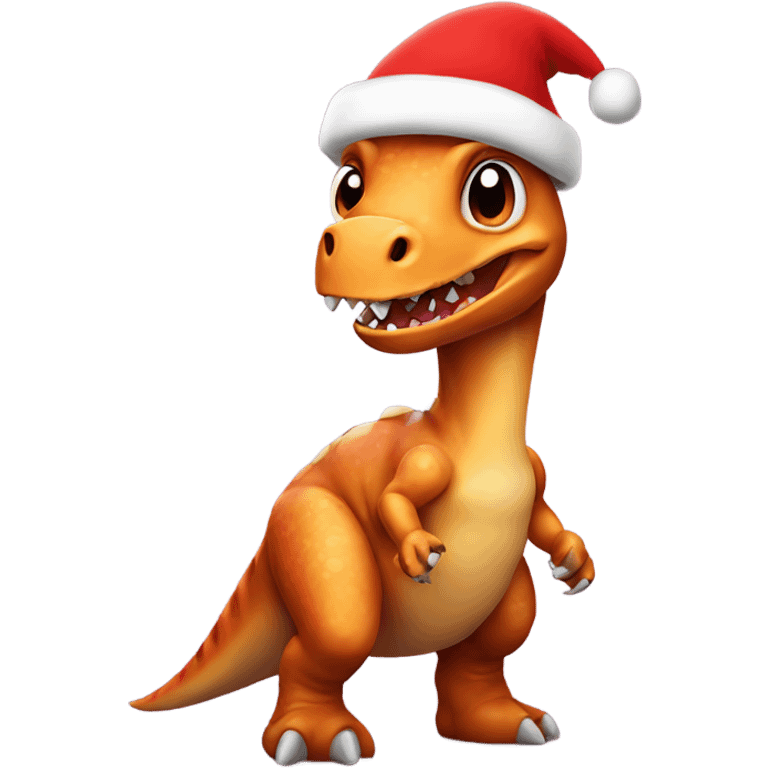 dinosaur with christmas hat emoji