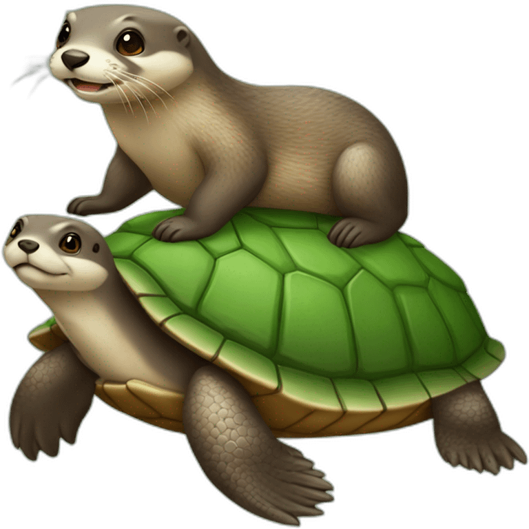 Loutre sur une tortue emoji