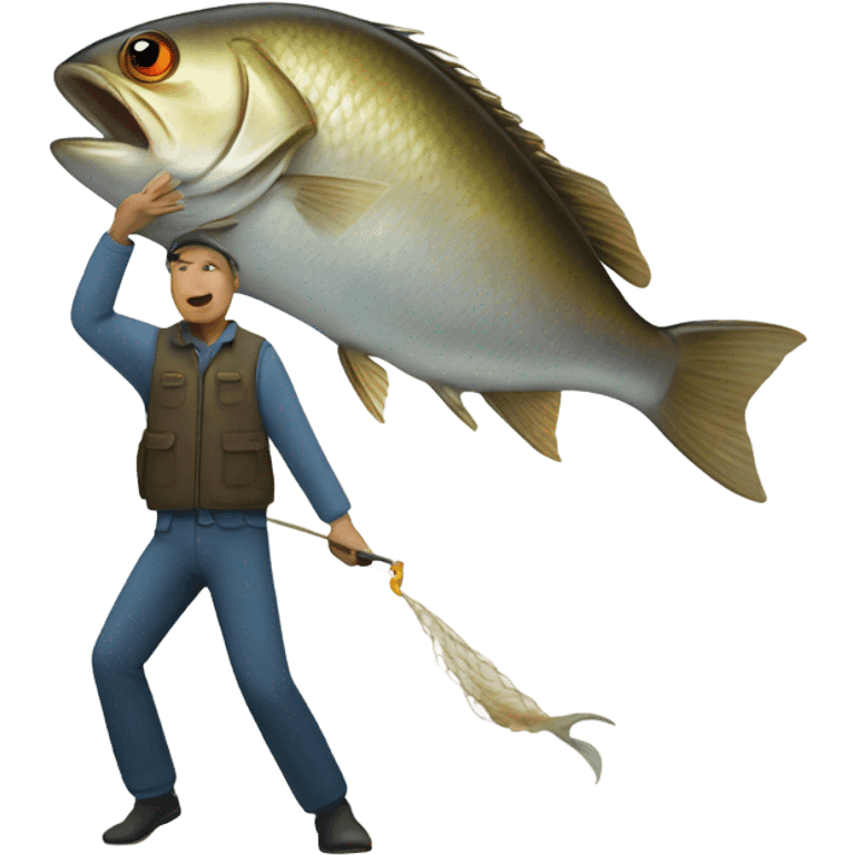 Fish catching a person emoji