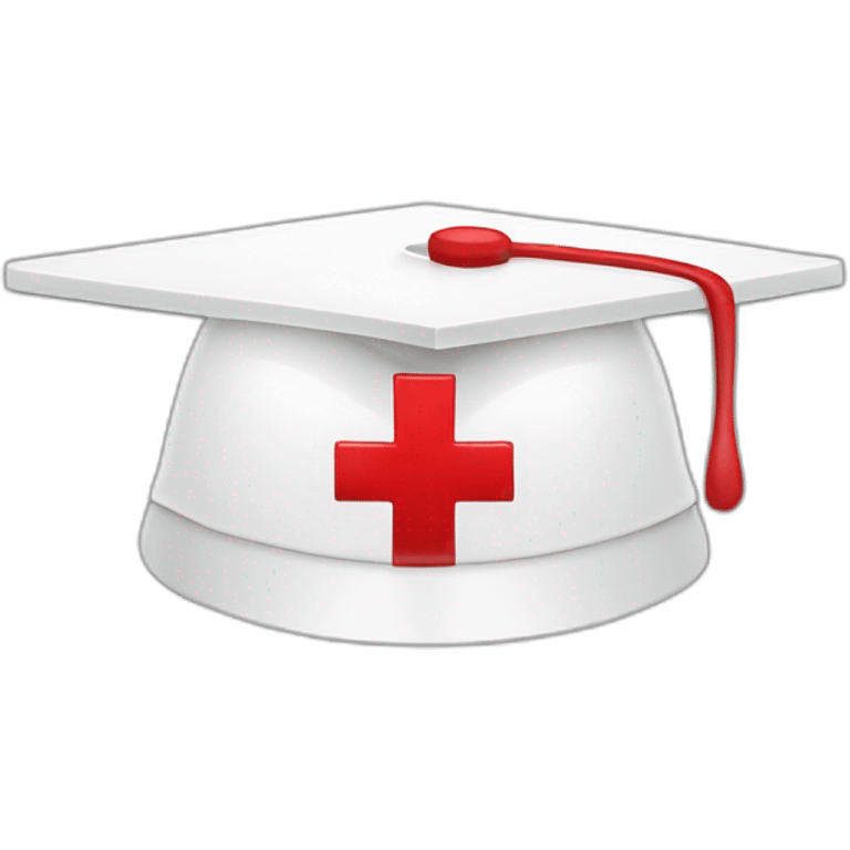 White Student cap with red medical cross  emoji