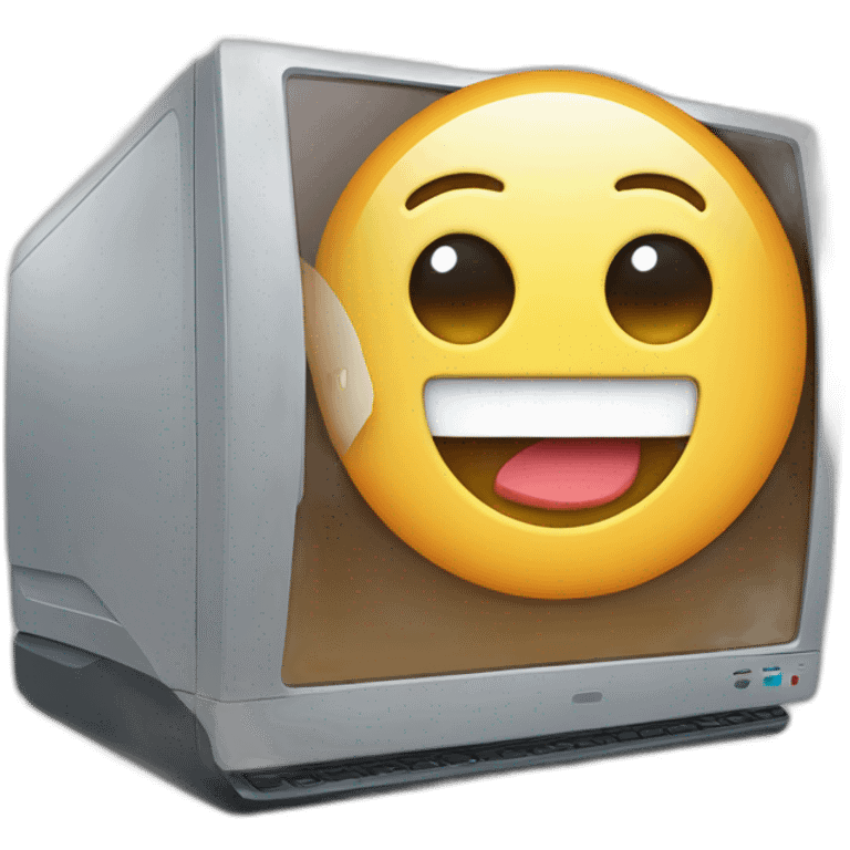 Computer with the splitter screen on it and a video call emoji