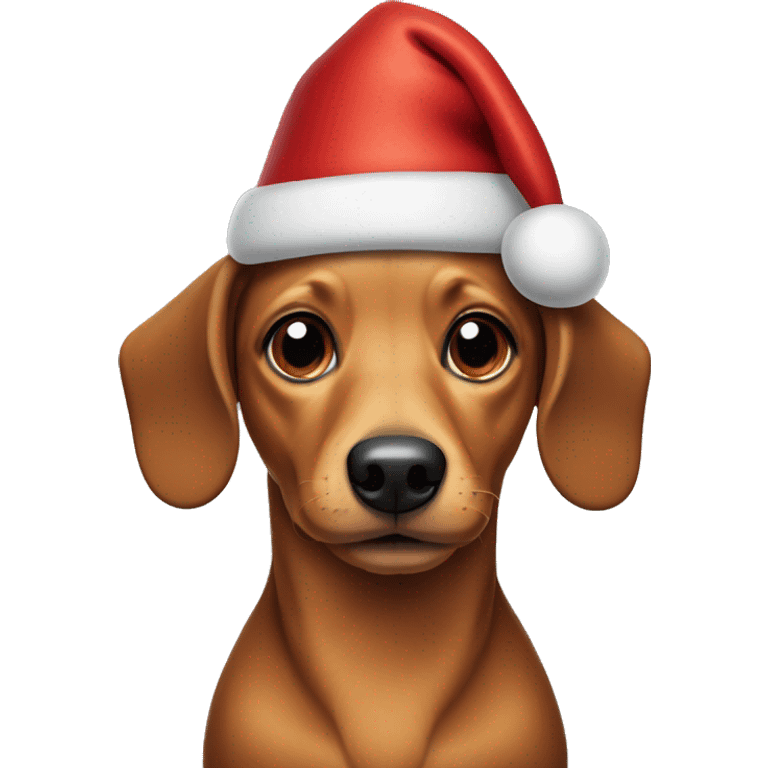 Weenie dog wearing Christmas hat emoji