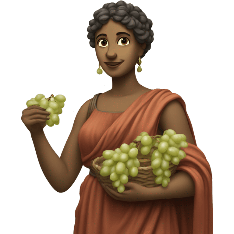 Sappho holds a bunch of grapes in her hand emoji