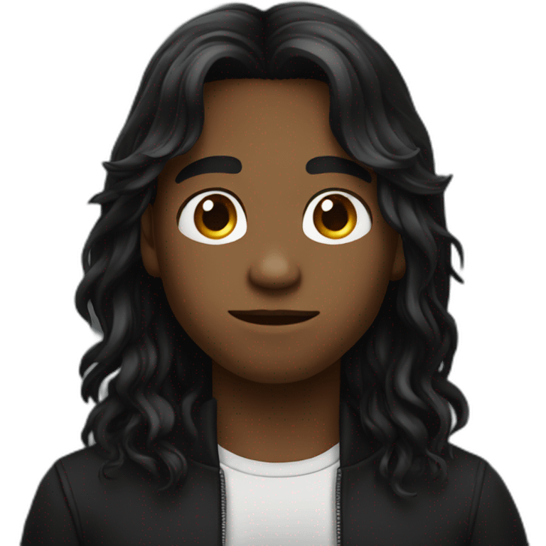  black long hair boy attitude  emoji