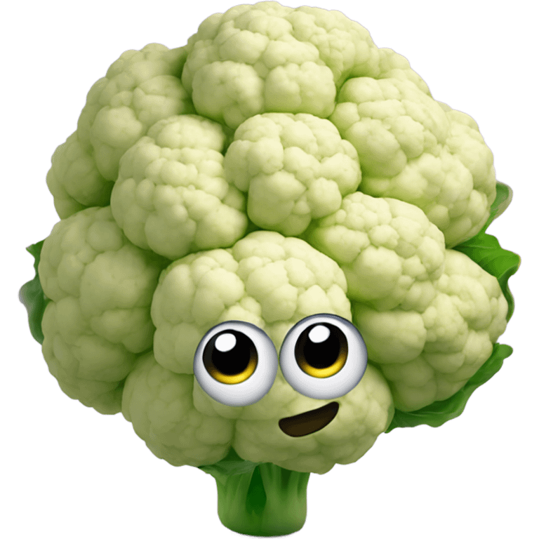 cauliflower looks into the mirror with big eyes emoji