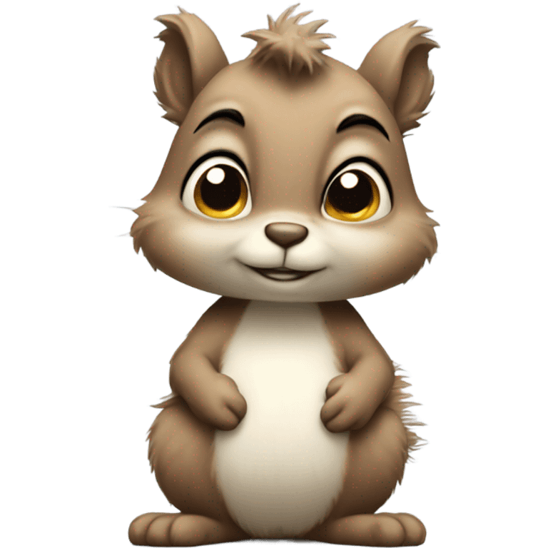 Sad squirrel: fluffy, teary eyes, drooping ears, bushy tail emoji