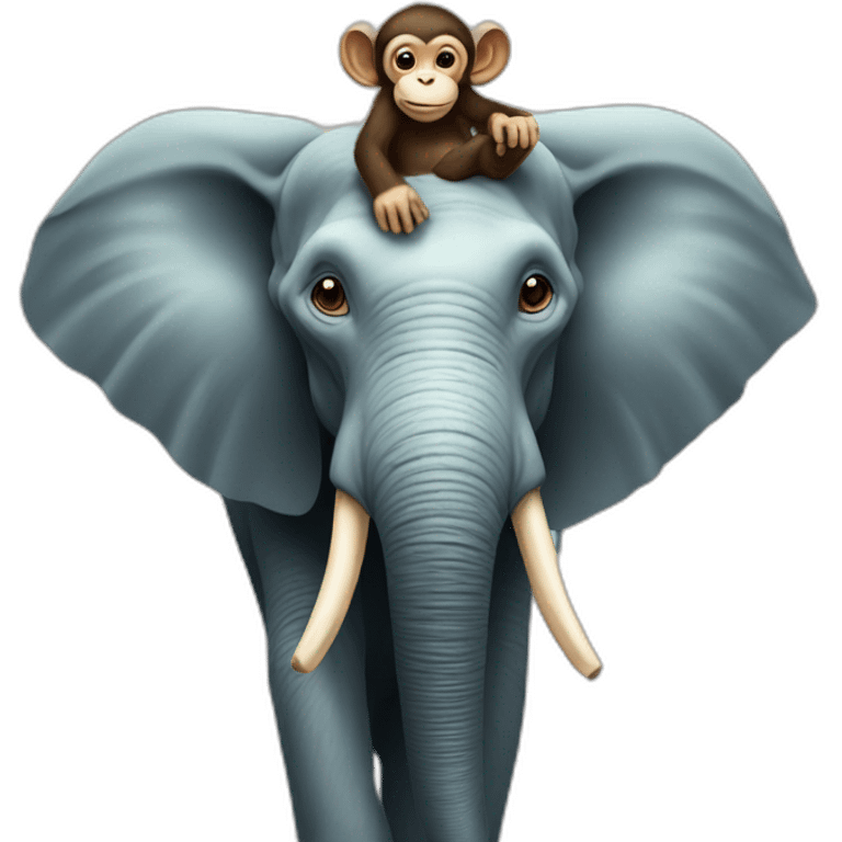 Monkey on elephant emoji