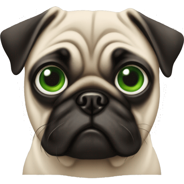 Pug with green eyes emoji