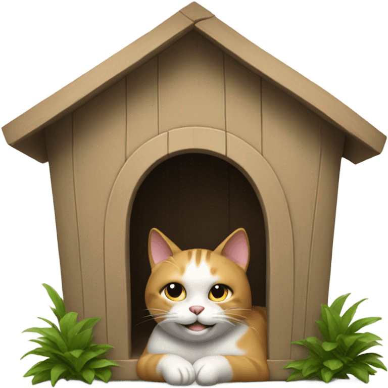 happy cat in a doghouse emoji