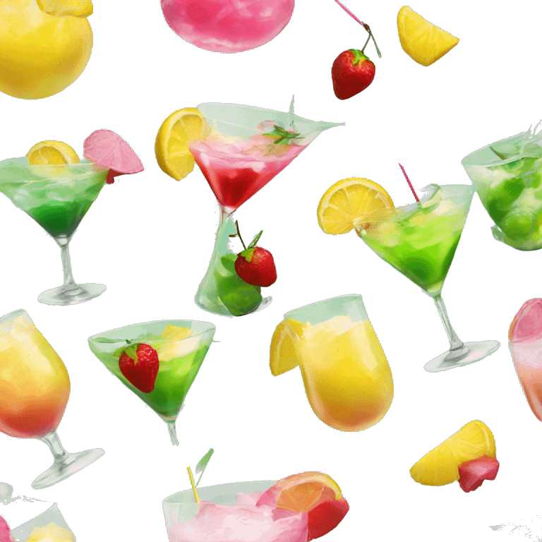 Cocktail drink green red yellow pink emoji