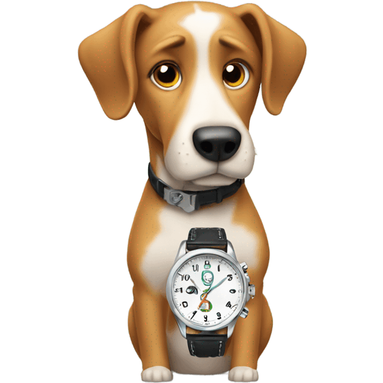 Dog looking at his watch impatiently  emoji