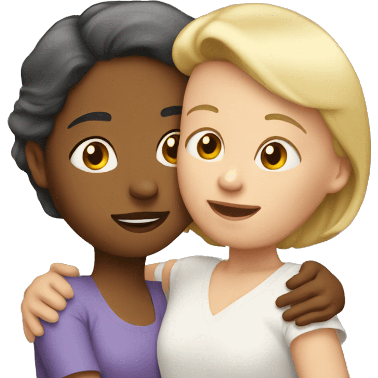 White mom hugging adult daughter emoji