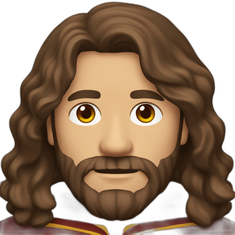 long brown haired bearded man in gryffindor hogwarts robes emoji