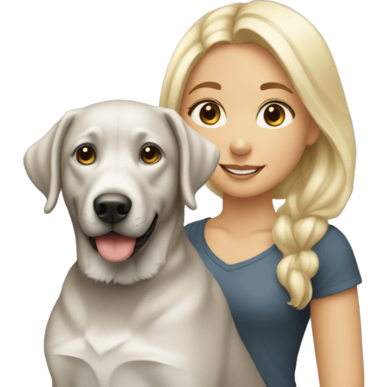 Blonde girl with a silver lab emoji